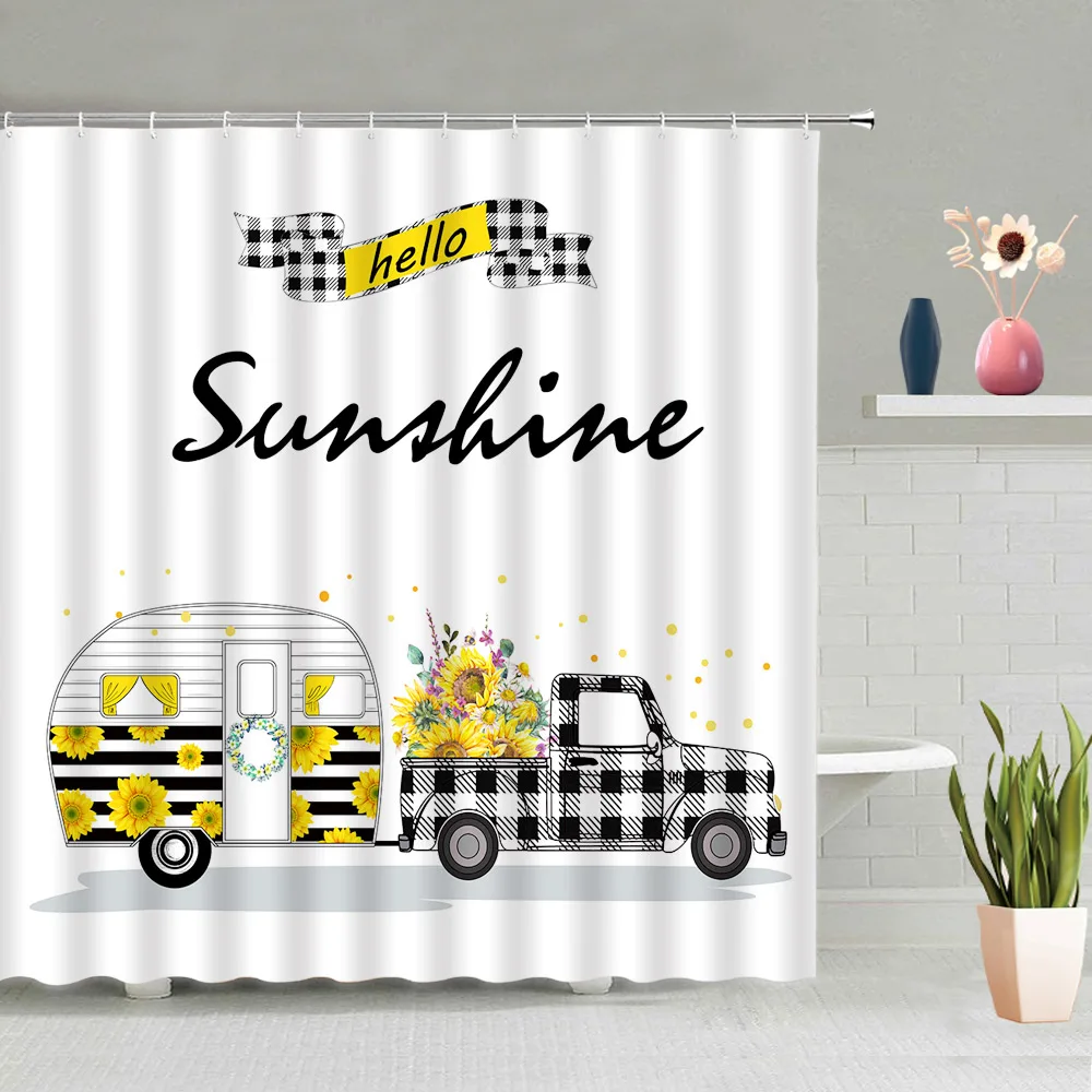 vintage window shower curtain retro nature forest waterfall ocean landscape rustic farm truck bathroom bath curtains decor sets free global shipping