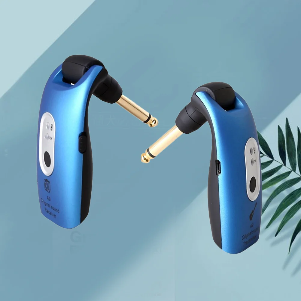 

2.4GHz Wireless Guitar Receiver USB Rechargeable Professional Transmitter Transmitting System for Electric Guitar (Blue)