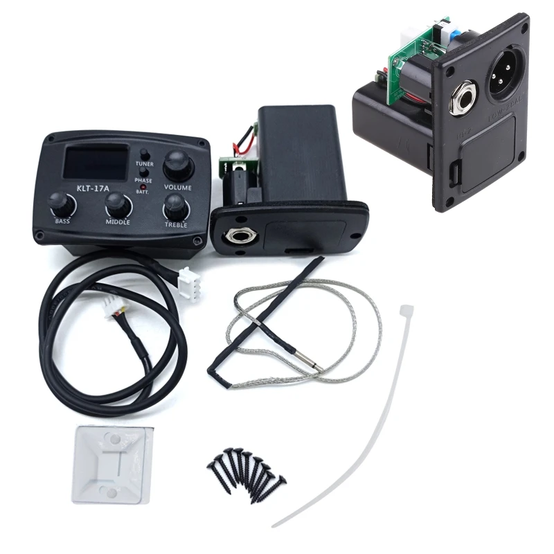 KLT17A 3-полосный гитарный предусилитель эквалайзер пьезо-пьезо-тюнер с ЖК-тюнером