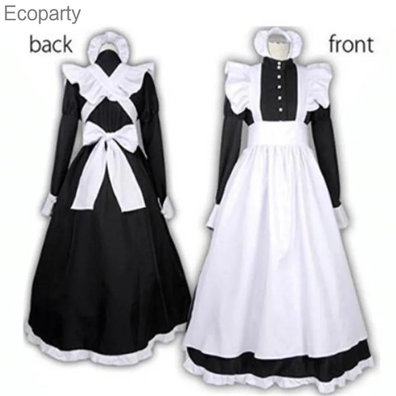 

British Style Maid Dress Cosplay Animation World Cafeteria Cafe Dress, Long Dress, Black and White Maid Dress masculin Costume9