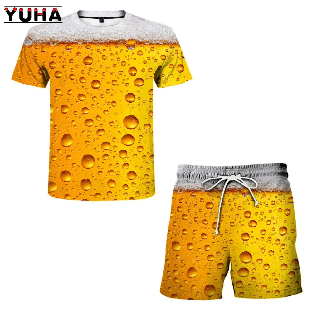 Костюм YUHA мужской повседневный гавайская рубашка с круглым вырезом и шорты в