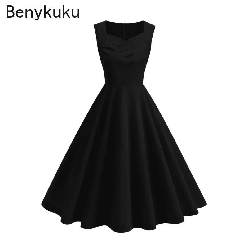 Однотонные винтажные элегантные платья с рюшами спереди 1950-х и 60-х годов для
