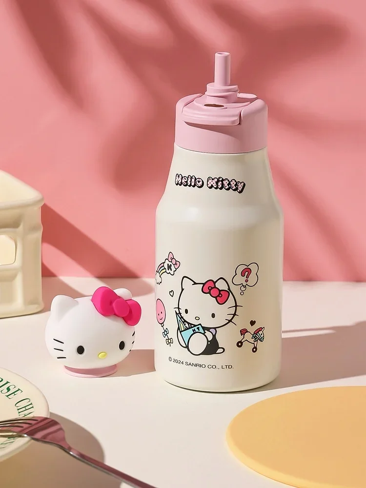Kawaii Sanrio Hello Kittys термос чашка для девочек милая в стиле аниме прямая соломинка