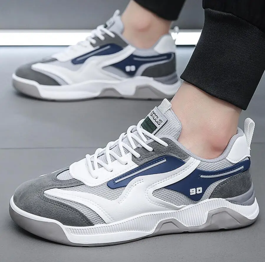 

Мужские повседневные кроссовки, дизайнерская дышащая сетчатая спортивная обувь на шнуровке, модная трендовая Мужская Баскетбольная обувь,...