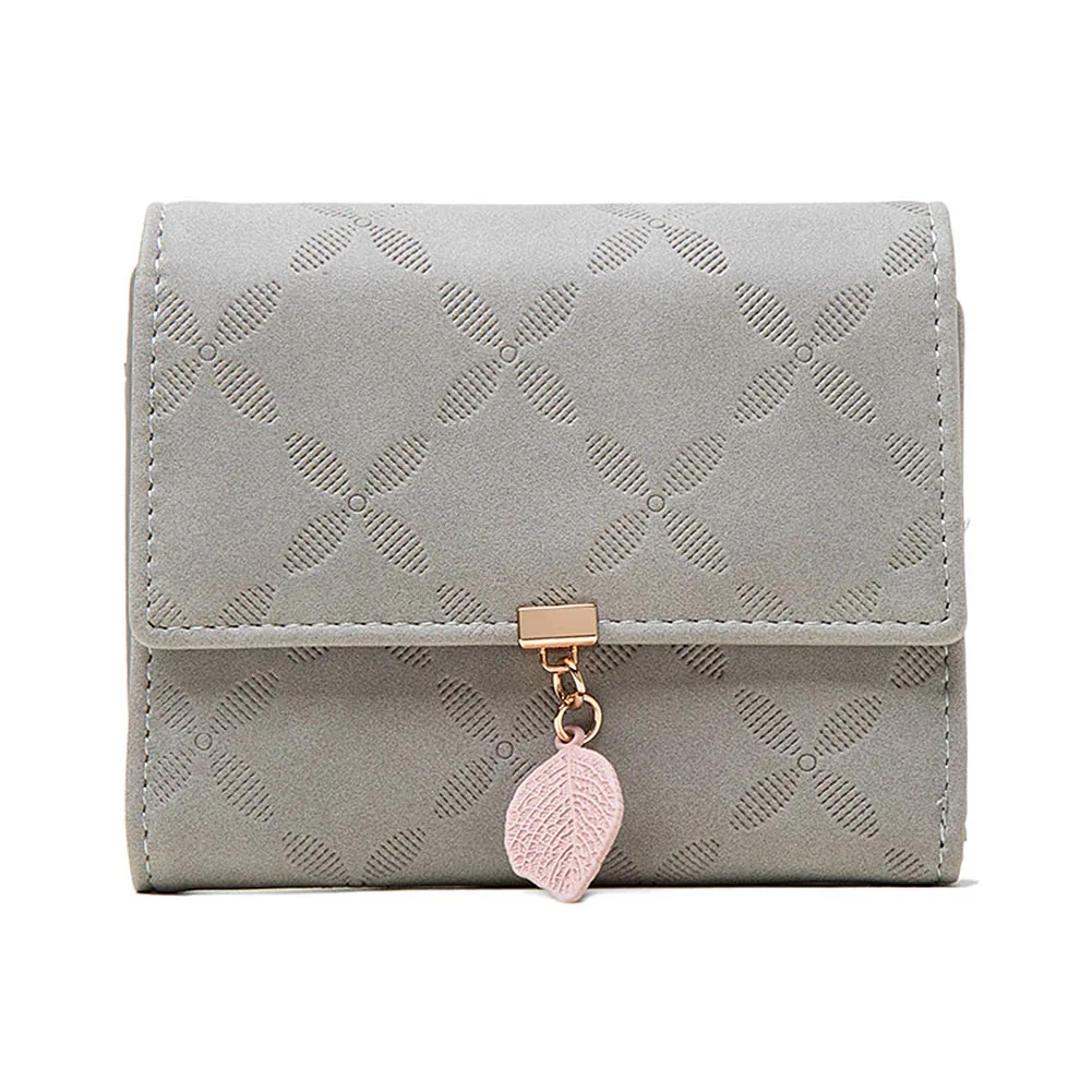 Purse All-Match Rhombus Plaid Wallet With Leaves Ultra-thin Large Capacity Coin Purse For Money Card Storage