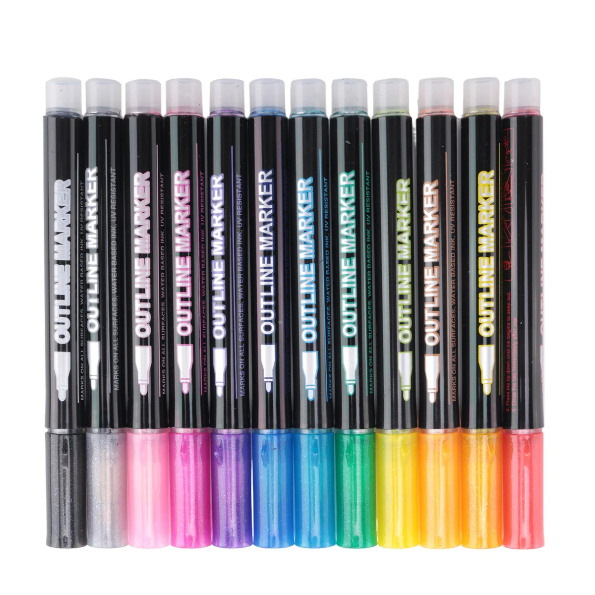 Мерцающие маркеры Doodle Outline Dazzles: 12 цветов набор блестящих ручек с двойной линией
