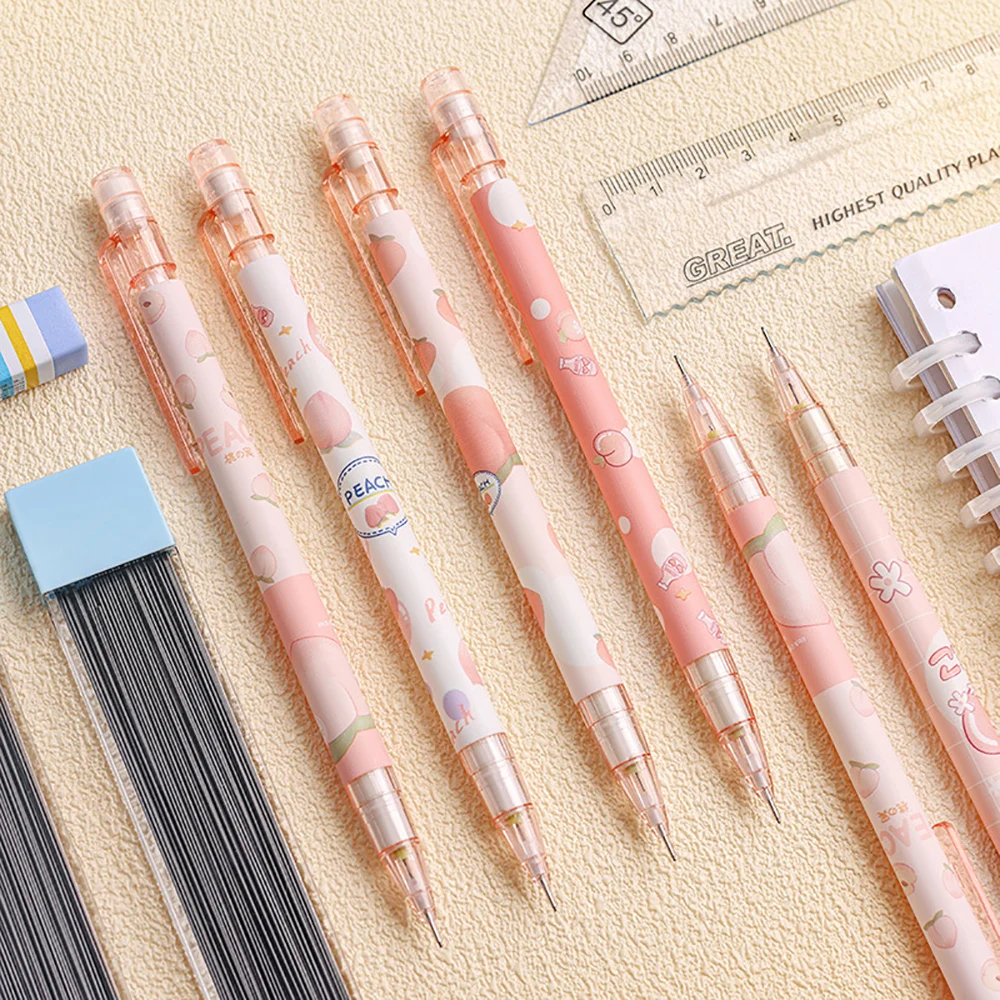 

1Pcs 0.5mm Automatic Pencil Lovely Peach Kawaii Plastic Mechanical Pencils for Kids Gifts Student Supplies Stationery