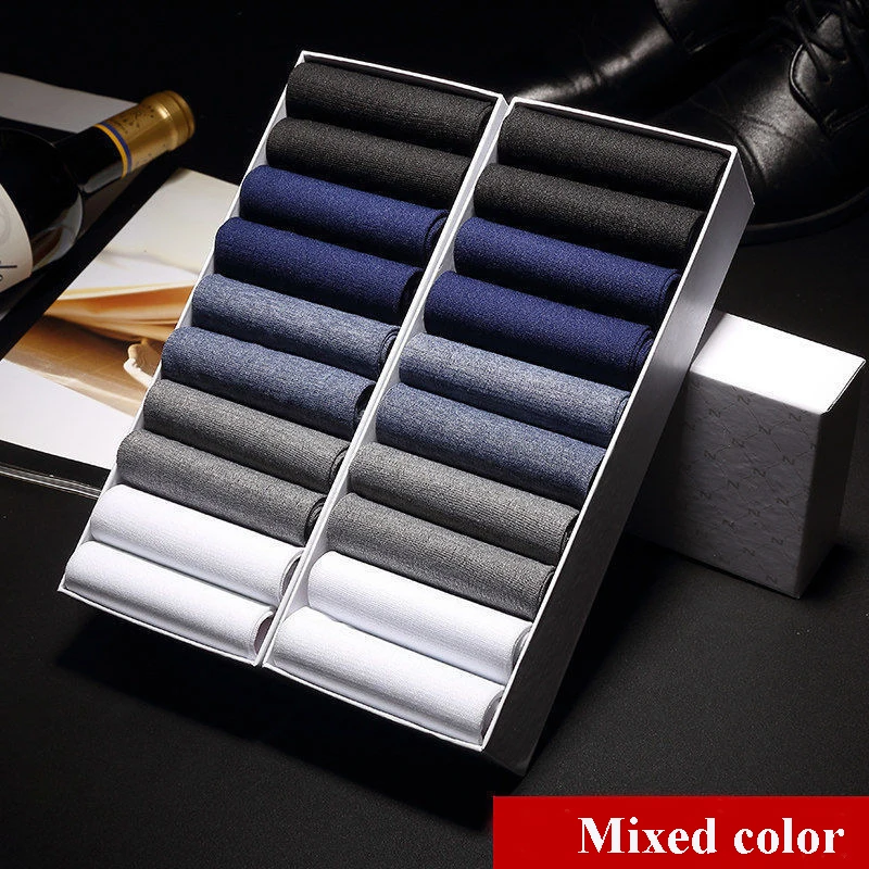 10 Pairs High Quantity Breathable Fiber Men's Socks Summer Comfortable Thin Ice Silk Socks High Elastic  Business Casual Socks