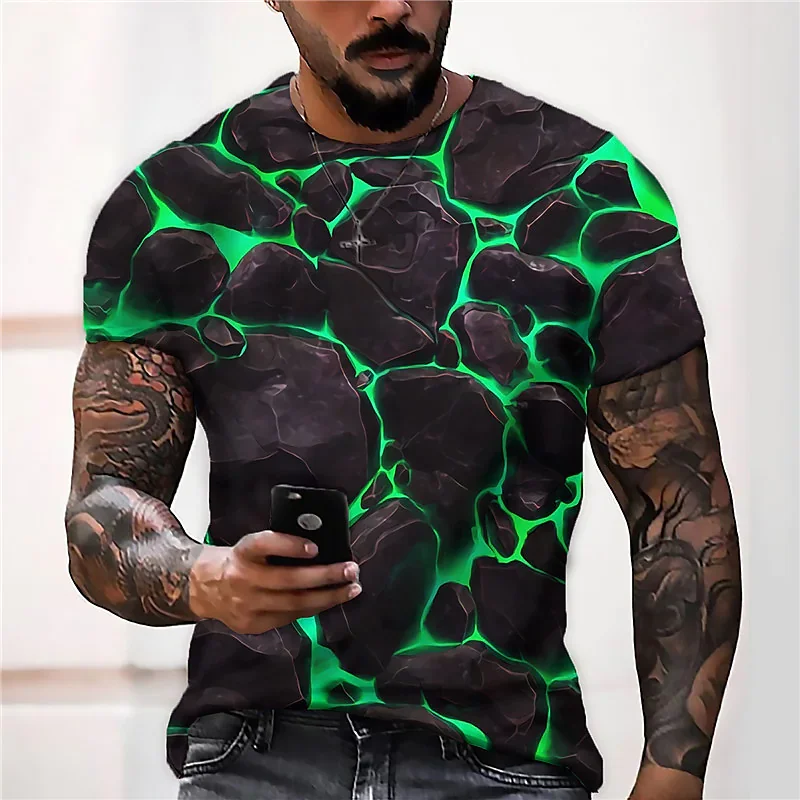 

Summer New Green 3d Flame T Shirt Men Printing T-shirt Cool Psychedelic T Shirt O Collar Casual Couple Street Tops Mens Clothing
