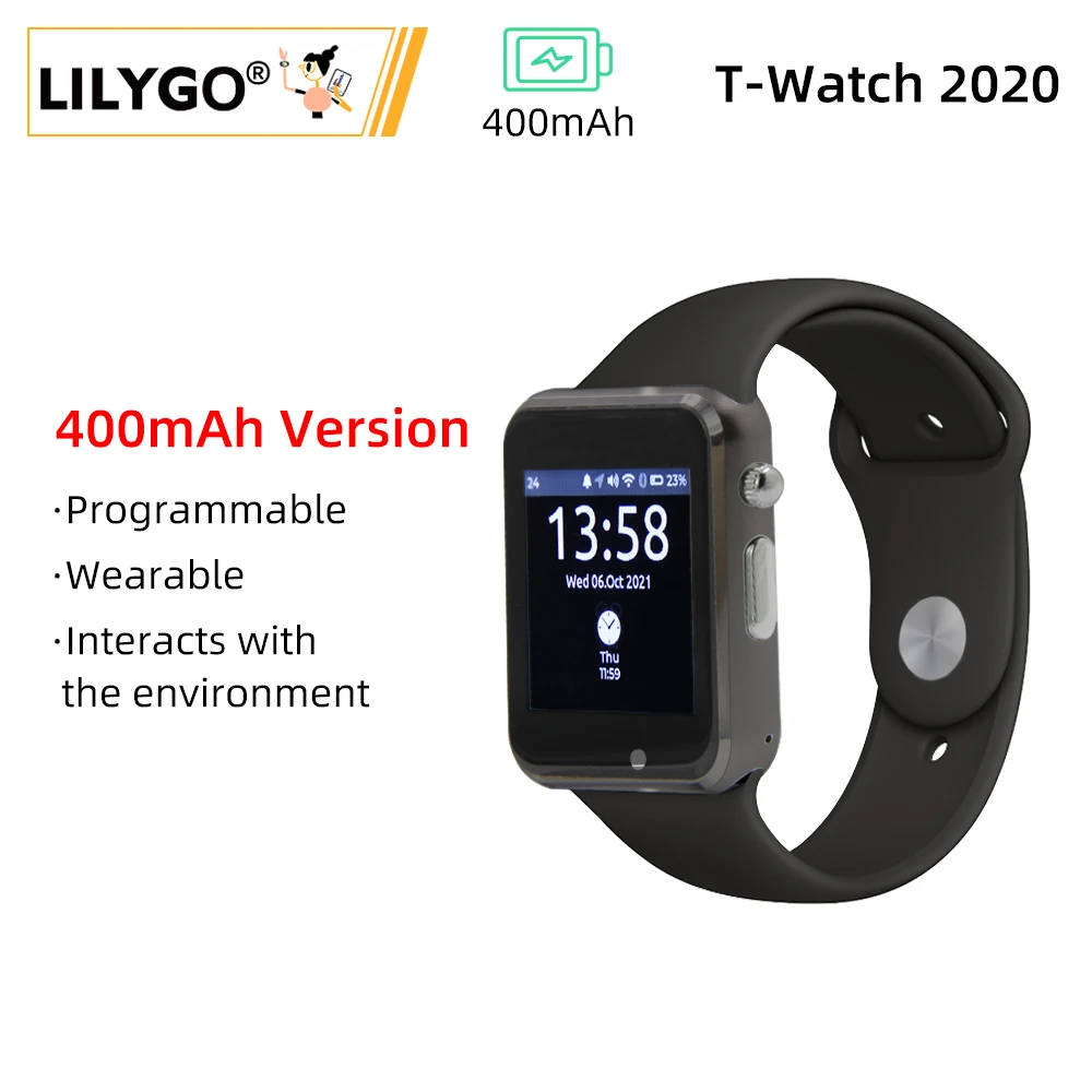 

LILYGO®T-Watch 2020 400 мАч версия микрофон ESP32 WIFI Bluetooth сенсорный часовой динамик три оси Акселерометр шагомер