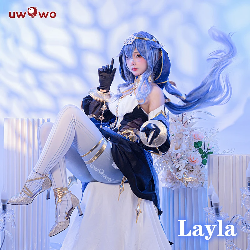 In Stock UWOWO Game Genshin Impact Layla Sumeru Cryo Female Cosplay Costume Genshin Impact Cosplay Layla Outfit