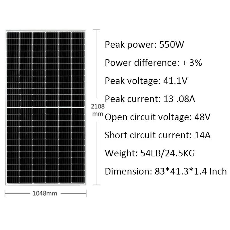 

Монокристаллическая солнечная панель, 550 Вт, 5500 Вт, сплит-полуобрезанная ячейка, домашняя Солнечная система, 220 В, 110 В, 380 В, отключенное Сетев...