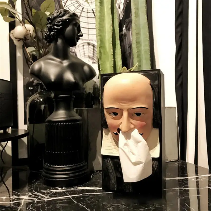 2022 New Tissue Storage Box Napkin Holder Multifunctional Sundries Storage Shakespeare Creative Resin Tissue Box For Home Office