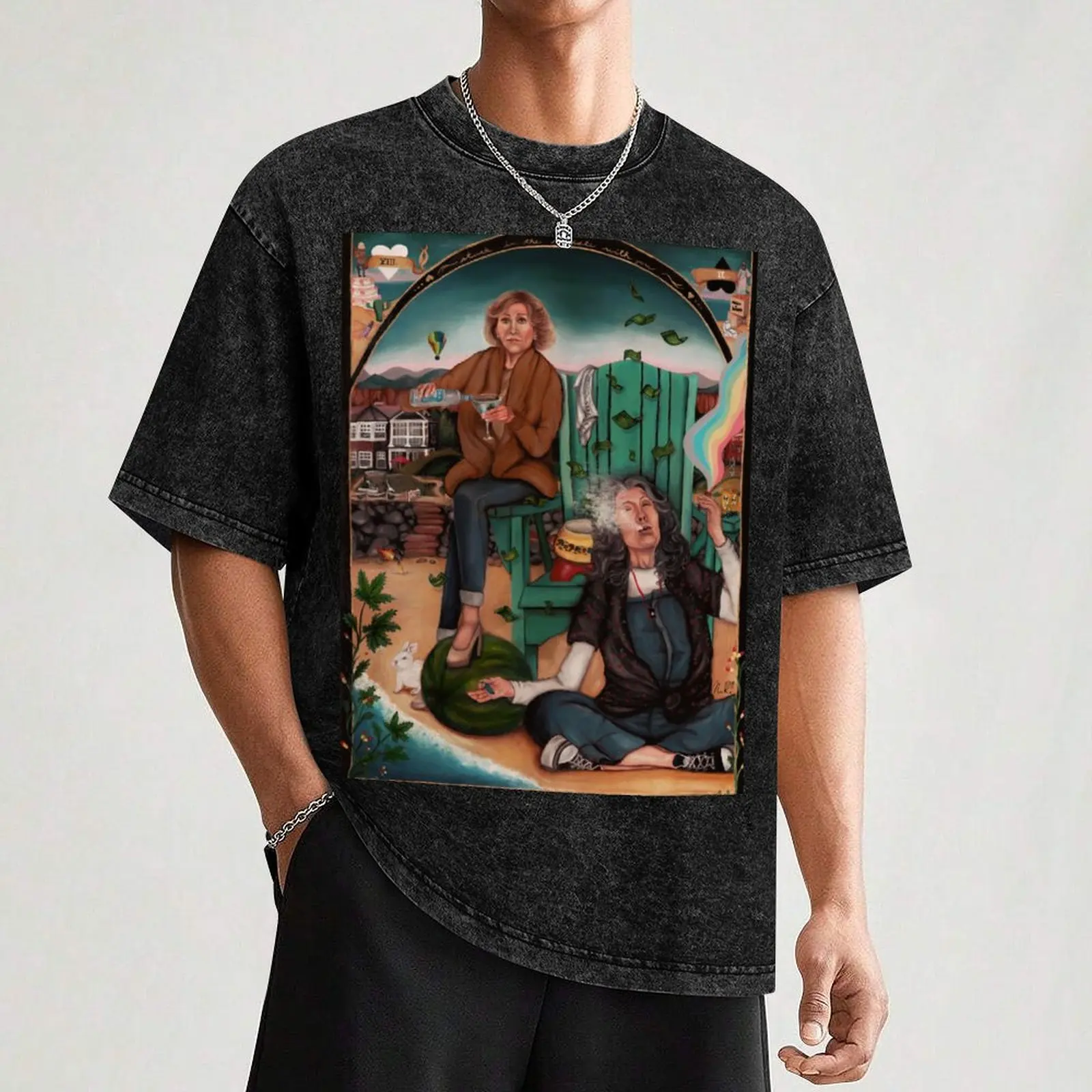 Мужская футболка &quotStuck in the middle with you&quot Grace and Frankie из хлопка