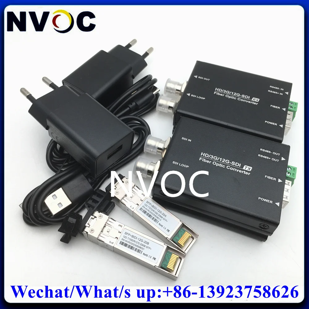 1Ch 4K @ 60Hz Mini 12G-SDI волоконно-оптический преобразователь с выходом петли и 1Ch обратной передачи данных RS485, SM Simplex Bidi LC 20km SFP модуль