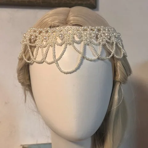 Французский белый металлический головной убор из искусственного жемчуга