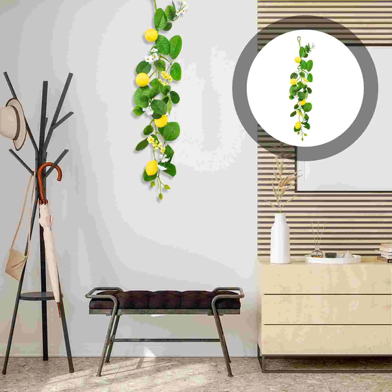 

Garland Lemon Artificial Fruit Decor Wall Faux Fake Eucalyptus Vine Flowers Yellow Lifelike Hanging Tree Branch Fuit String