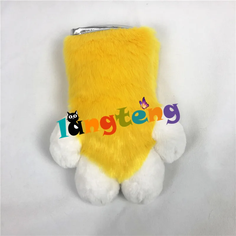 Y11 Funny Fursuit Paws Furry Partial Cosplay Yellow Fluffy Claw Gloves Costume Lion Bear Props for Kids Adults images - 6