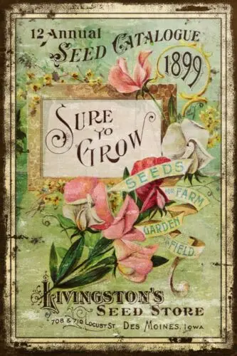Рекламный каталог семян Livingstone состаренный образ винтажный металлический знак в