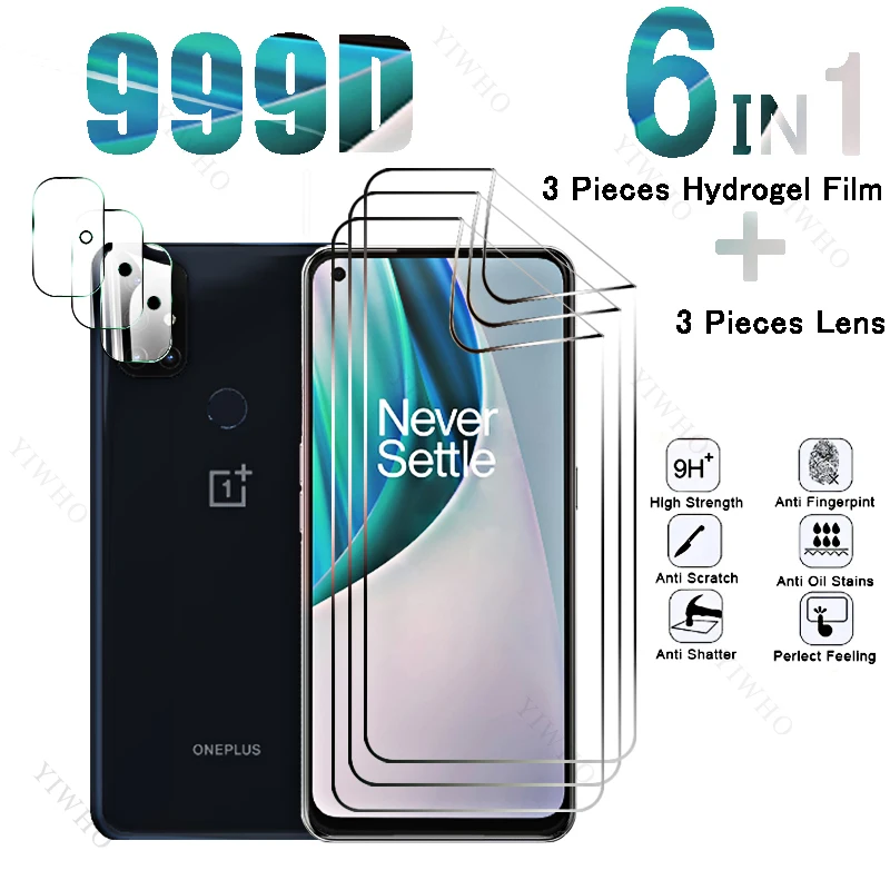 6in1 full cover front hydrogel film for oneplus nord n10 5g safety screen protector for oneplus n 10 be2029 6.49" camera lens hd