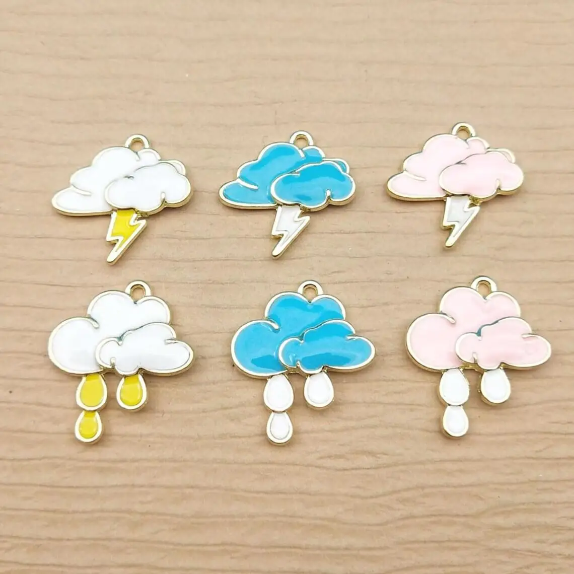 

10pcs Enamel Cloud Rain Charm for Jewelry Making Bulk Metal Earring Pendant Necklace Bracelet Accessories Diy Craft Supplies