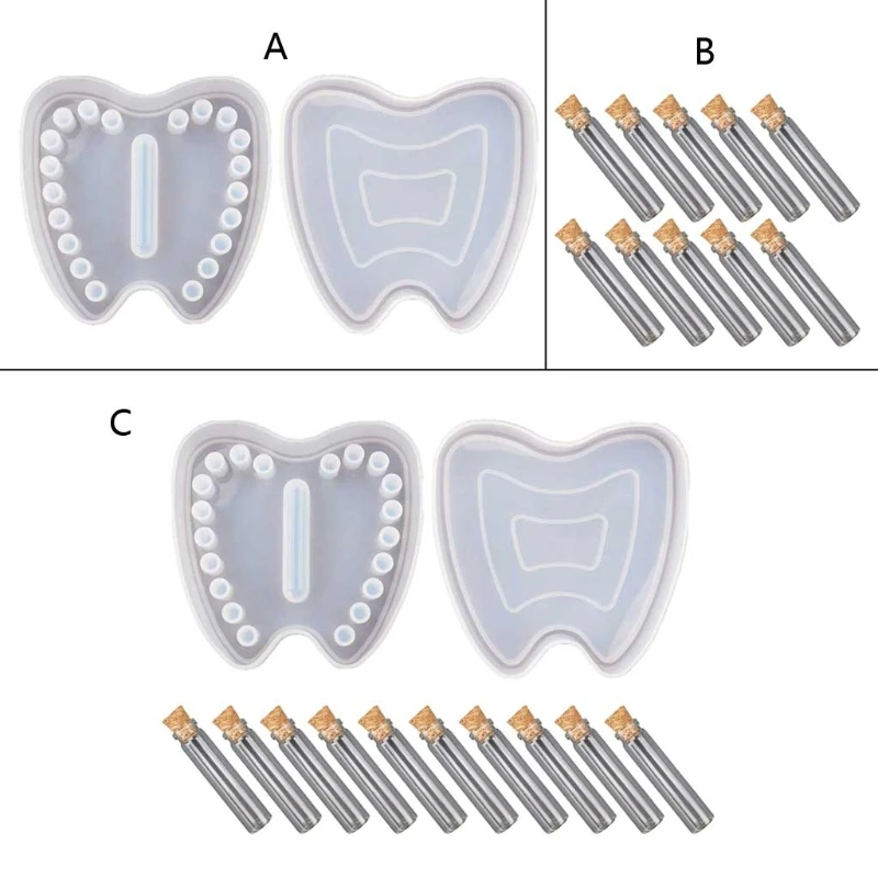 

Baby Teeth Organizer Epoxy Resin Mold Children Teeth Storage Holder Silicone Mold Tooth Lanugo Holder Bottle Craft