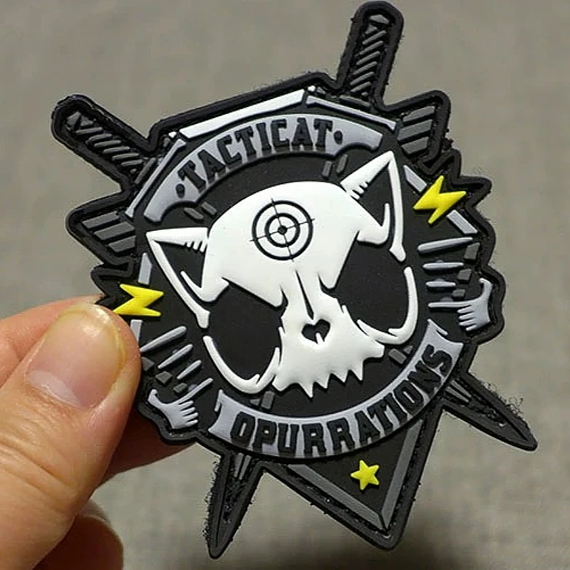 Тактические опрыскивания нашивки с изображением кота спецназ ПВХ боевой значок