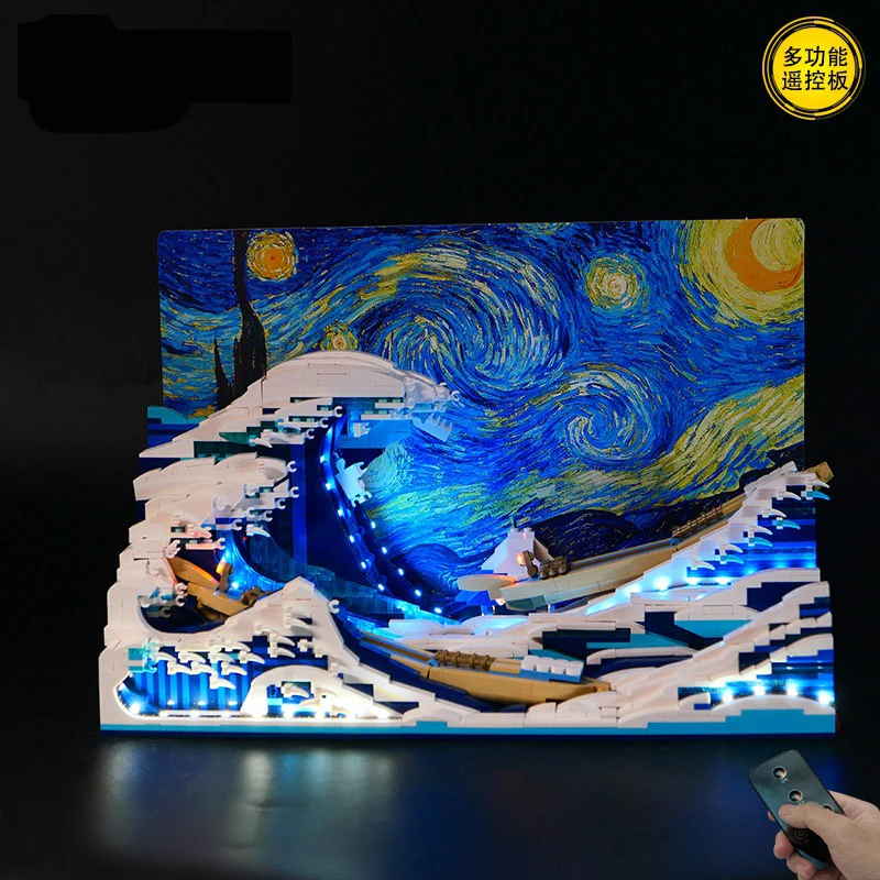 

Только наборы светодиодных ламп для Great Wave off Kanagawa (без модели), кирпичи для украшения своими руками
