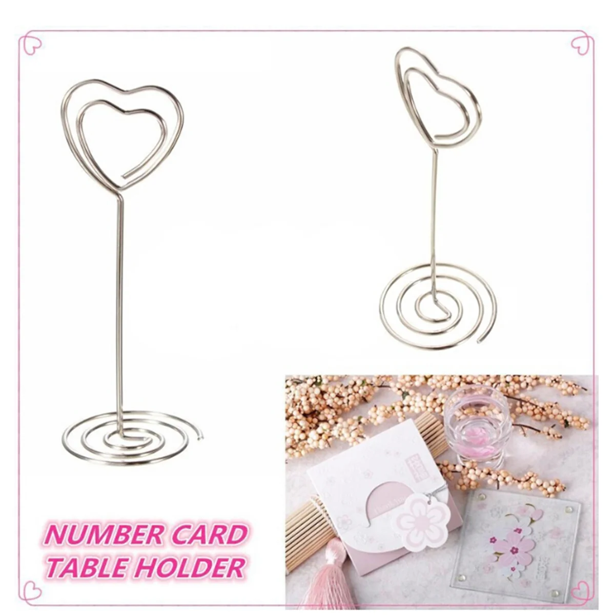 

10pcs Place Holder Heart Shape Wedding Party Favor Clips (Silver)