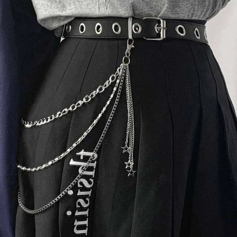 

2023 Punk Rock Metal Pants Waist Chain Men Women Key Chain Butterfly Big Ring Wallet Keychain Jeans Unisex Hip-hop Jewelry Gift