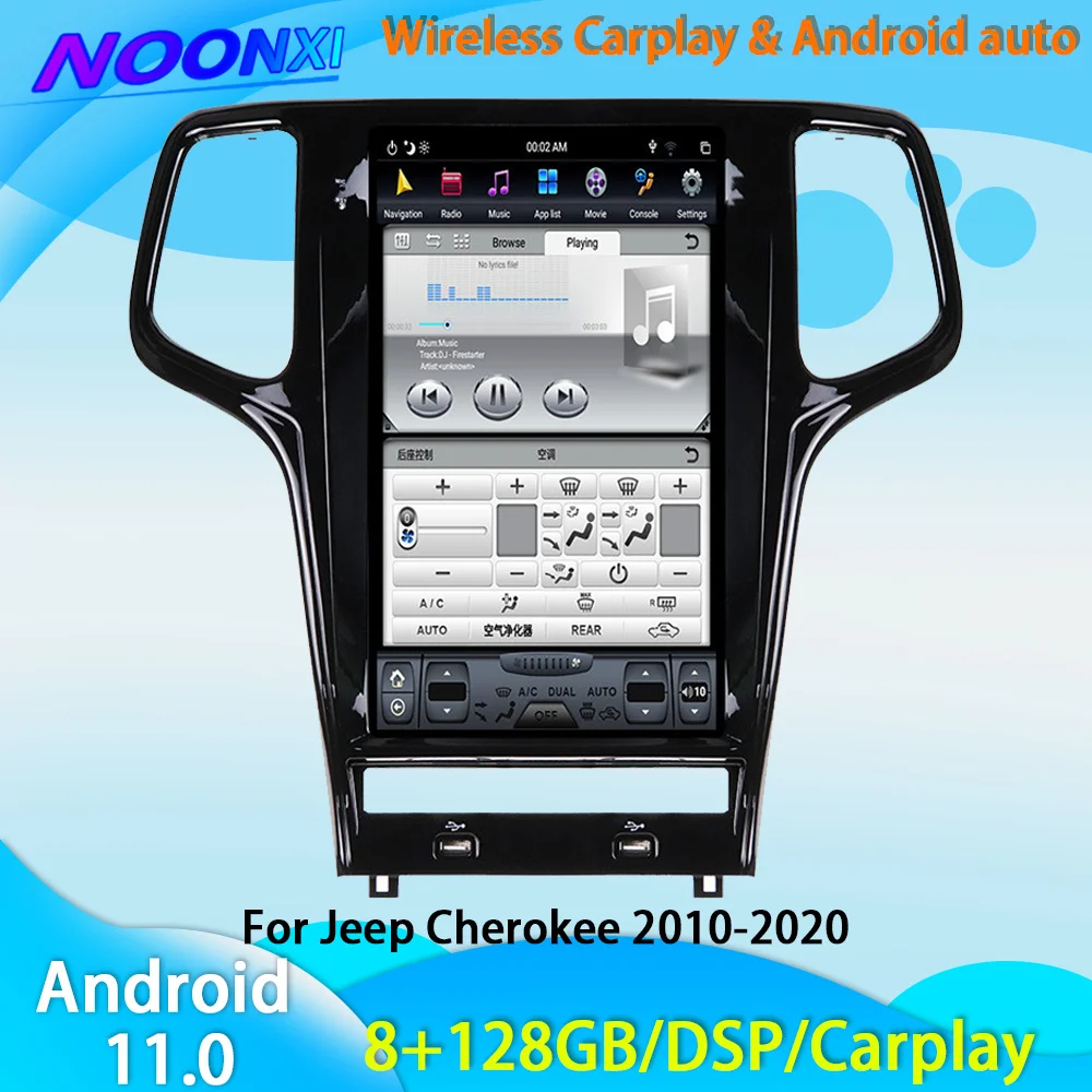 

2 Din Android 11,0 8G + 128G для Jeep Cherokee 2010-2020 радио, автомобильный мультимедийный плеер, автомобильный стерео GPS-навигатор, головное устройство Carplay