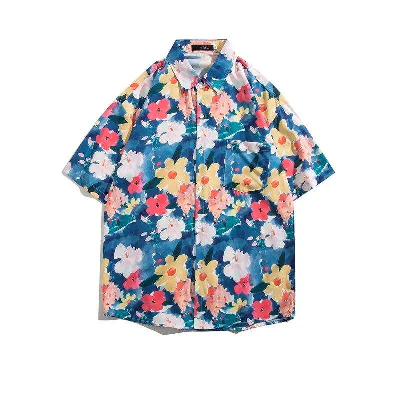 

Summer Beach Blouse Short Sleeve Button Up Shirt Men Clothing Floral Shirt Harajuku Streetwear Fast Drying Hawaiian Shirts Y2k