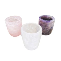 natural crystal stone rose quartz tea cup female pink high end cup rough polished product cup for gift