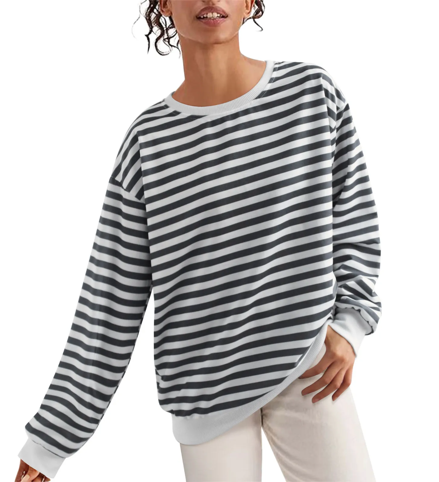 

Women Casual Wide Crew Neck Loose Sweatshirts For Teen Girls Aesthetic Sweatshirt For Women Zip Up Cool Style Casual Oversize