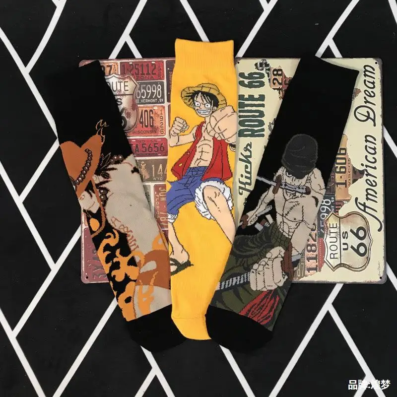 

Cartoon Anime One Piece Peripheral Characters Men and Women Couples Mid-length Cotton Socks Four Seasons Basketball Sports Socks