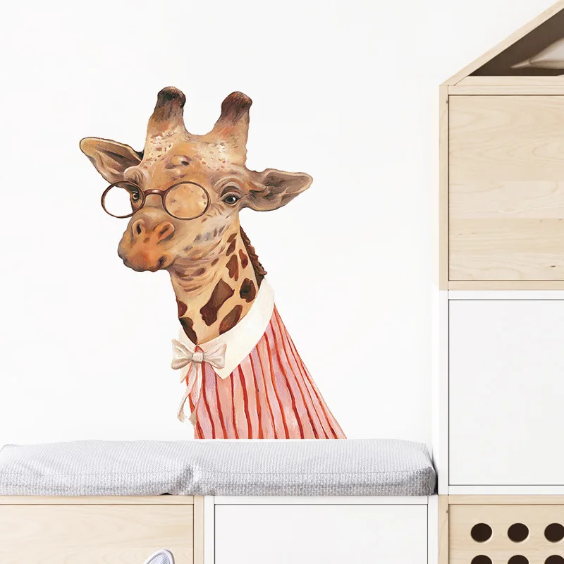 

Cartoon Giraffe children's bedroom home cabinet wall decoration can remove DIY wall stickers self-adhesive PVC wall decoration