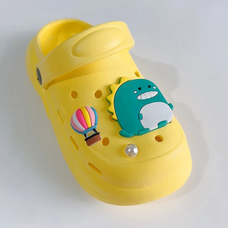 Cute Cartoon Blue Pink Dinosaur PVC Shoes Charms Packs For Shoe Accessories Decorations Funny Kiss Nice Letter Kids Jewelry Gift