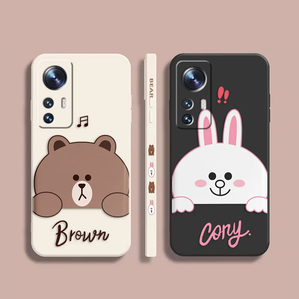 

Phone Case For Xiaomi 13 12 12T 12S 11 11T 10 10S 9 8 Pro Ultra Lite Colour Simple Case Cover Funda Cqoue Shell Cute Brown Bear