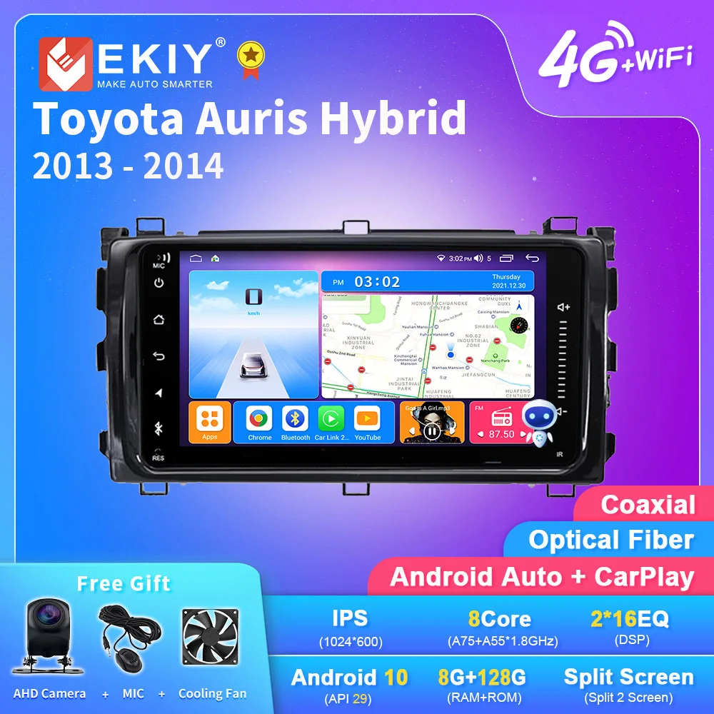 EKIY T7 Android 10 автомобильное радио для Toyota Auris Hybrid 2013 2014 мультимедийный видеоплеер навигация для Carplay No 2din магнитофон