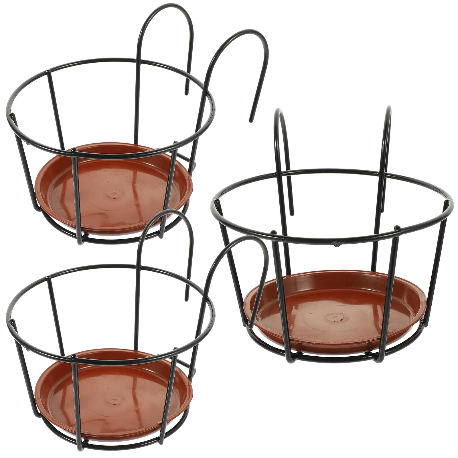 

3 Sets Metal Stand Succulants Metal Basket Outdoor Decor Flower Stand Basin Frame Fence Rack