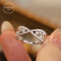 aazuo 18k pure white gold real diamonds h si 0 45ct fairy x ring gifted for women luxury engagement party anniversary