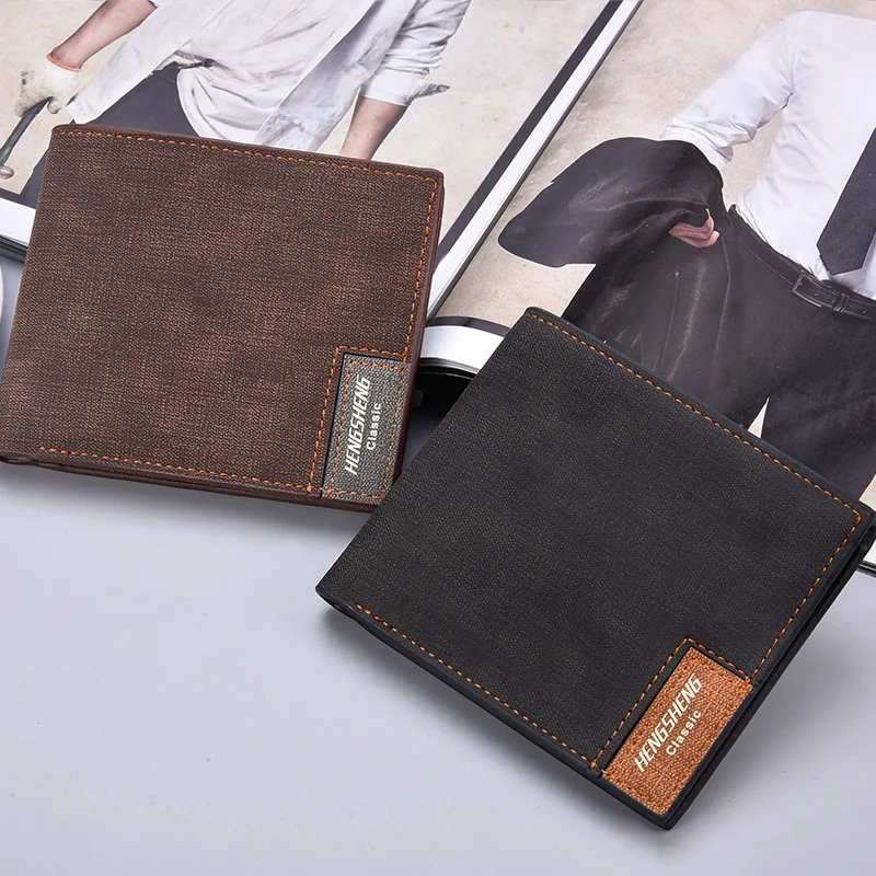 

New wallet men's short casual canvas Thin Wallet business men's wallet