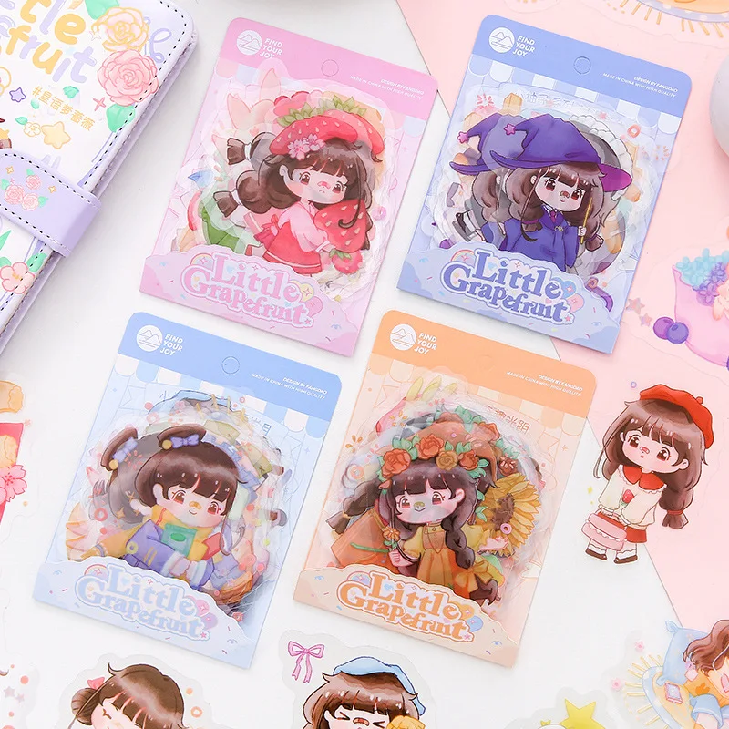 

30 Sheets Cute Colorful Cartoon Character Stickers Scrapbook Journal Diary Decorative Stickers Kawaii PET Material Supplies