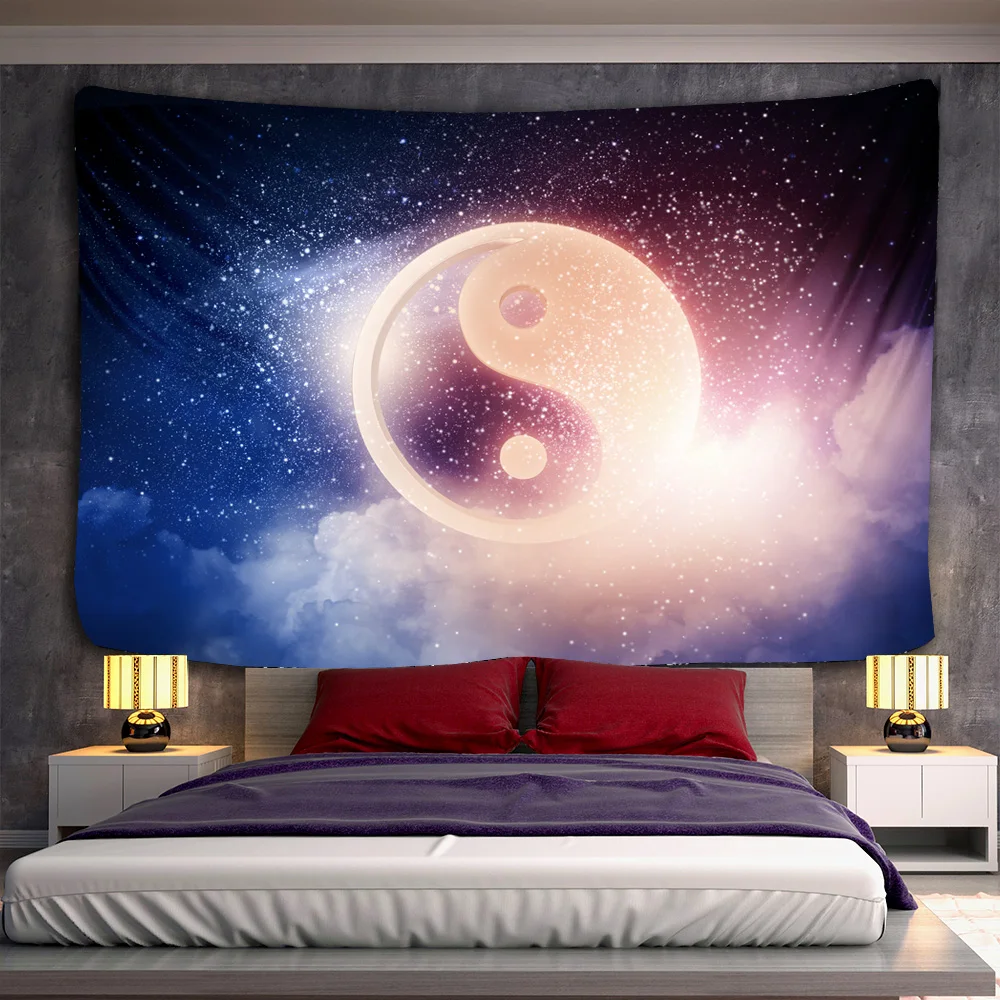 

Yin and Yang Black and White Mandala Tapestry Tarot Dormitory Astrology Witchcraft Wall Hanging Living Room Background Wall