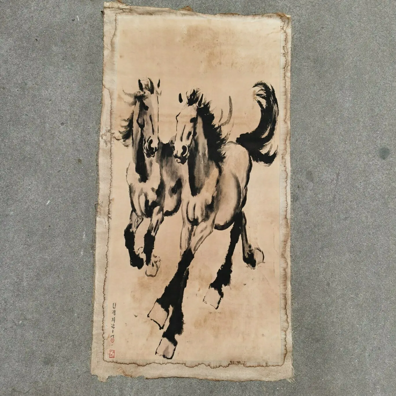 

Китайский Старый свиток Xu Beihong - Shuangma рисовая бумага