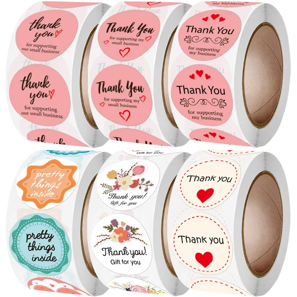 

25mm Pink Thank You Self-adhesive Stickers Small Business Decoration Packages Sealed Labels Gift For You Pretty Things Inside