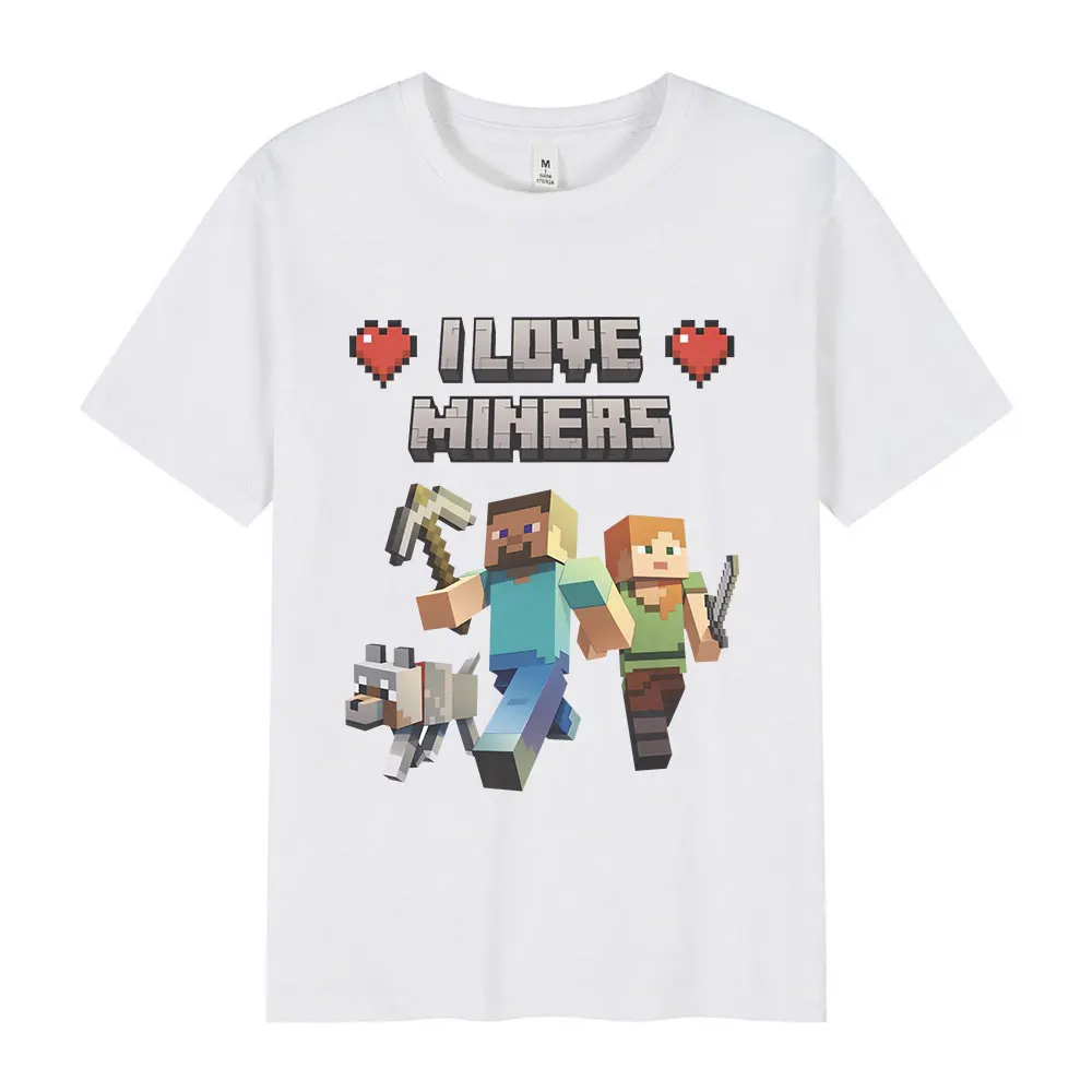 I Love Miners Graphic T Shirt Otaku Game Funny Meme T-shirt Mens Women Clothing Cotton Casual Short Sleeve Oversized Shirts