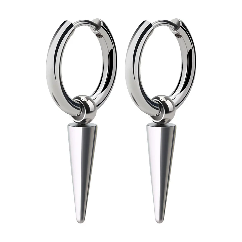 

Stainless Steel Sharp Cone Titanium Steel Earrings for Men Hip-hop Piercing Jewelry Geometric Earrings