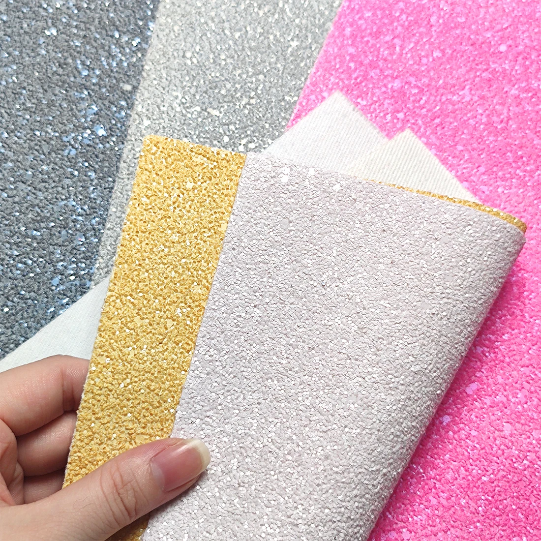 

30x135cm Matte Solid Colors Chunky Glitter Faux Fabric Sheet Twill Backing For Shoes/Bags/Earrings/DIY Accessories/Hair Bows