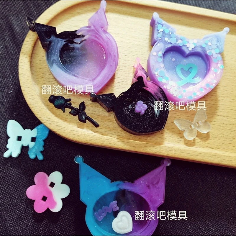

Мультяшный Diy Sanrioed Kuromi Quicksand форма для наполнителя силиконовая форма Love Peach Heart quicksand Mold